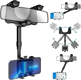 Suporte de Celular Carro Para Retrovisor - Ajustável, Antivibração e Rotação 360° - Compatível com Todos os Telefones e Veículos - JP Varejo Online®