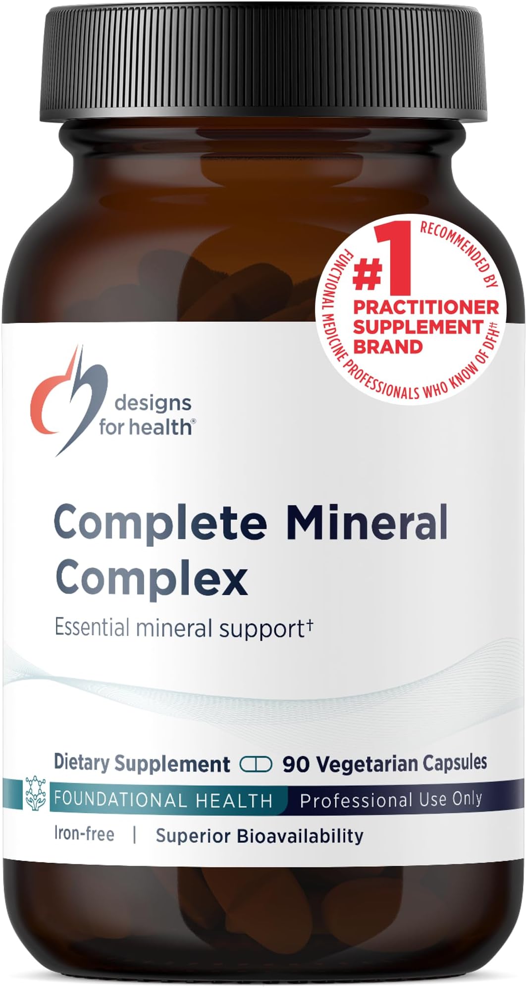 Designs for Health Complete Mineral Complex - Essential + Trace Minerals Supplement with Magnesium Malate, Chromium, Zinc + More - Iron-Free Multi Minerals Blend - Vegan + Gluten Free (90 Capsules)