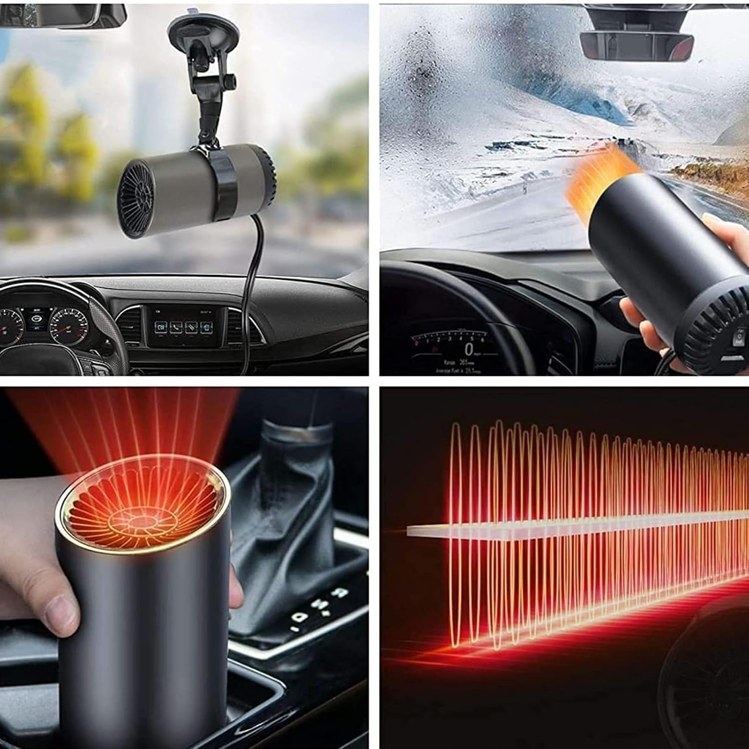 Car Heater, 12V 150W Portable Windshield Defogger and Defroster, 2 in1 Fast Car Heater Defroster, Plug in Automobile Windscreen Fan with Suction Holder for All Cars