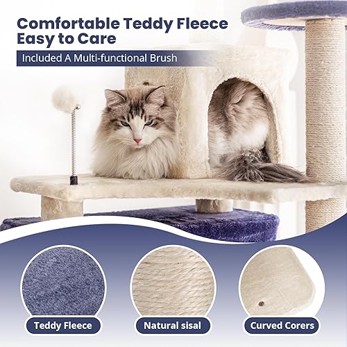 Miniatura 5 de Árbol para gatos torre para gatos poste de rascado de sisal con plataforma de salto y anillo para gatos Centro de actividades para gatos Casa de