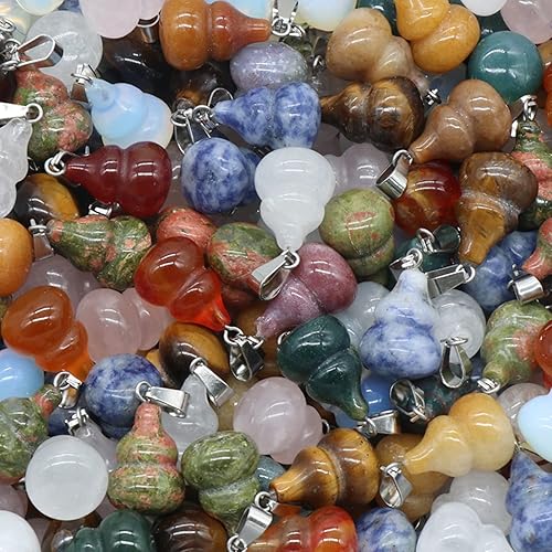 Miniatura 7 de LE SKY 20 colgantes de piedra natural en forma de calabaza curación chakra cristal cuarzo ágata accesorios para hacer joyas, collares, aretes,