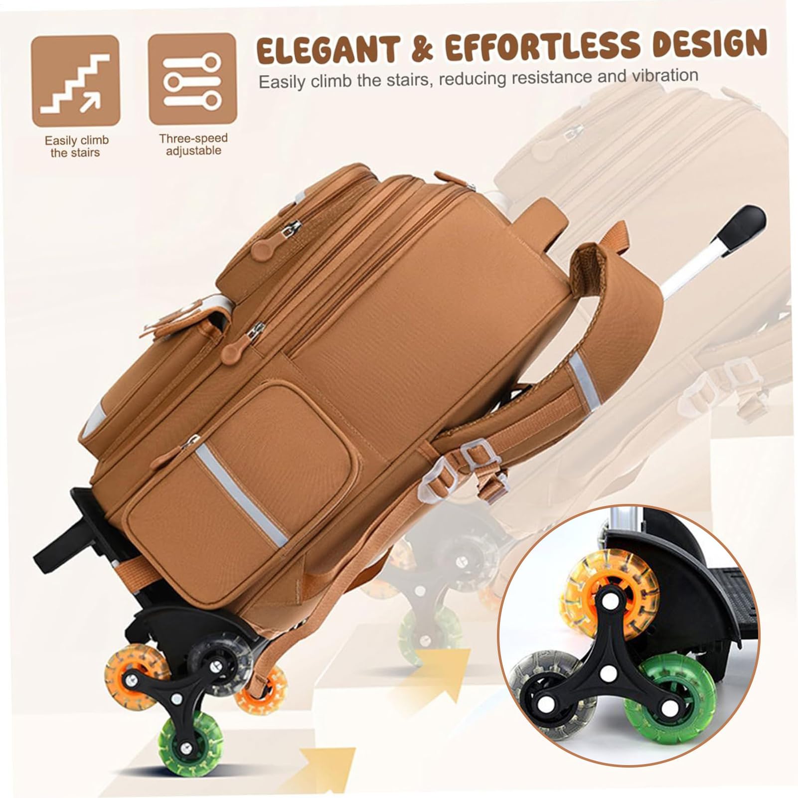 Mochila con Ruedas Bolsa de Gran Capacidad con Asa Retráctil y Altura | Estampado de Capibara en Mochila con Ruedas para Viajes, Escuela, Trabajo, Avión, Negocios, Niños, Niñas,