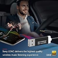 Vista 3 de TUNAI Receptor Bluetooth Firefly LDAC: Adaptador Bluetooth 5.0 de audio inalámbrico de alta resolución con audio USB DAC 0.138 in AUX