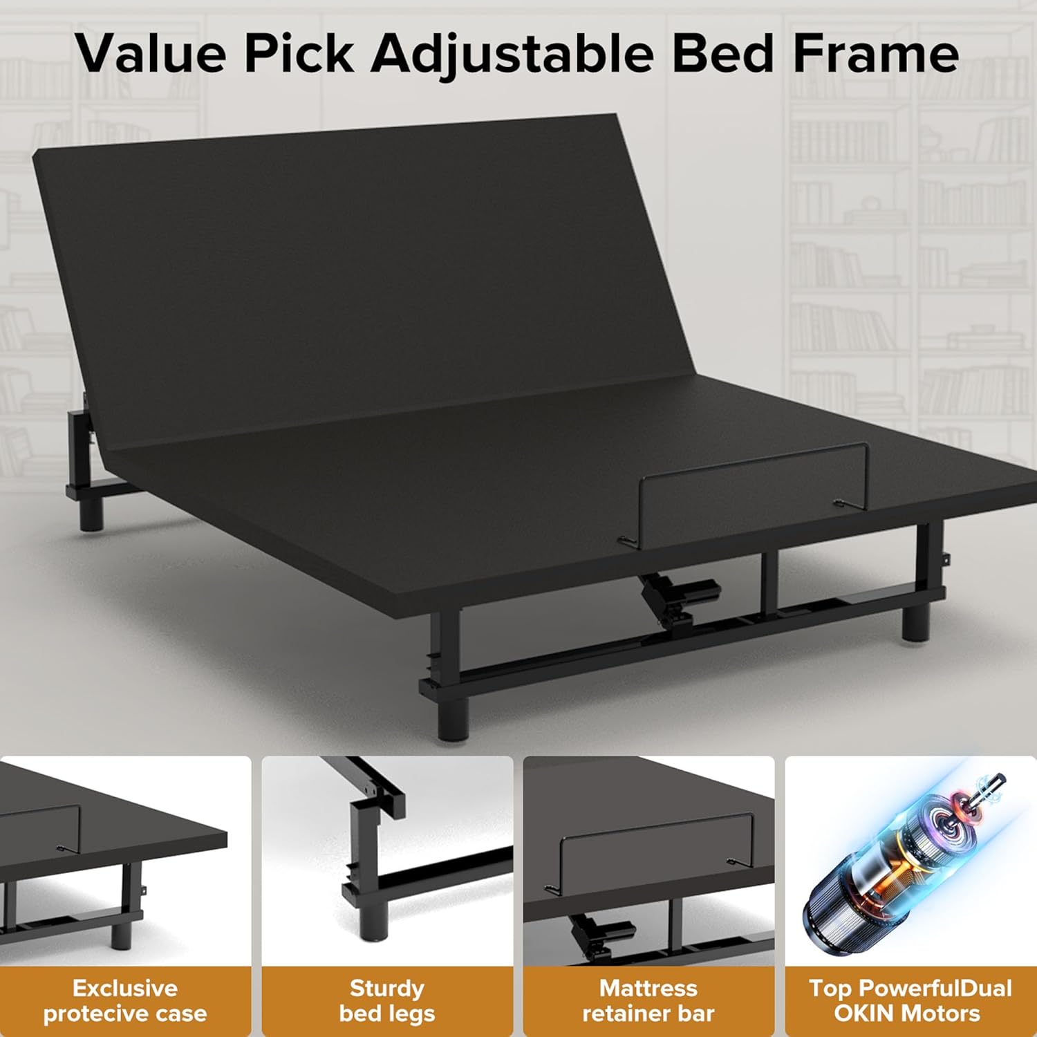 Adjustable Bed Frame, King Size Adjustable Bed Frame, Wireless Remote, Zero Gravity, USB Ports, Under Bed Light, Head and Foot Incline