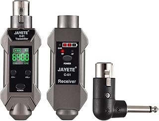 JAYETE C-01 UHF Profissional Conversor de Microfone com Fio para Sem Fio Transmissor e Receptor de Microfone 500~980MHz Transmissão de Recepção Compatível com Microfone Dinâmico/Condensador com Phantom 48V