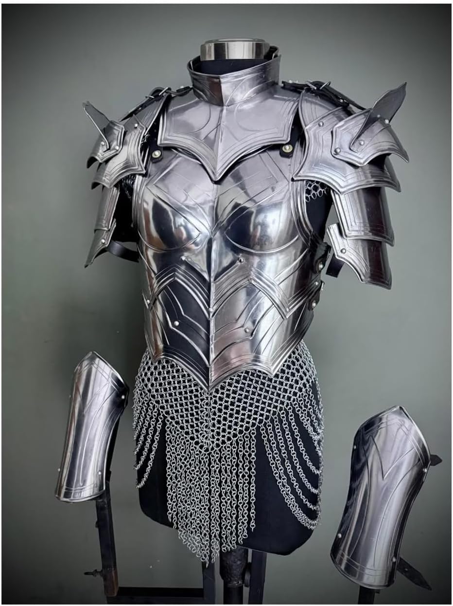 NauticalMart Medieval Knight Armor Brave Lady Body Armor Chainmail & Cosplay Armor LARP Armor Fantasy Gift for Women