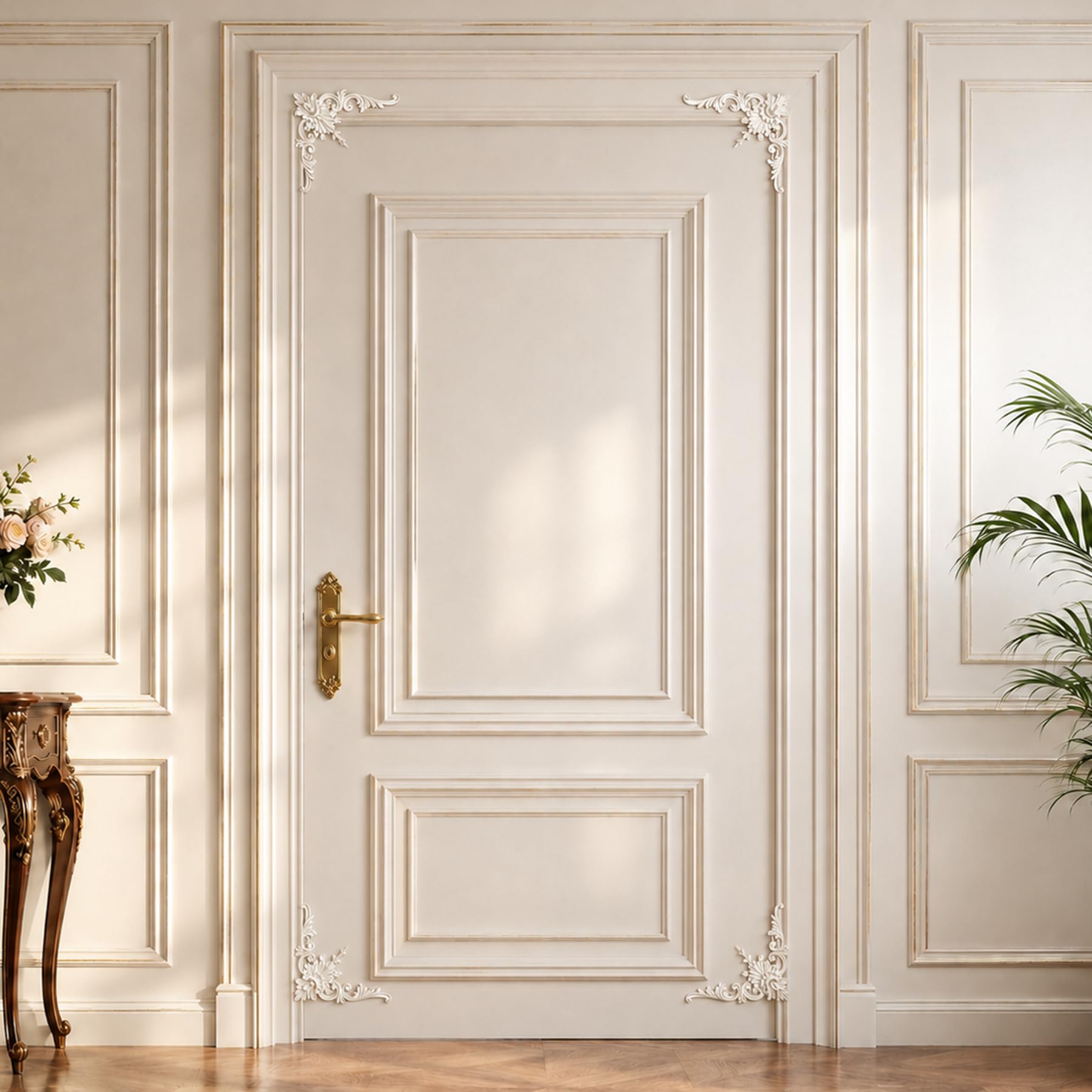 4 PCS Angolari Decorativi per Pareti E Soffitti in PU Modanature Angolari 3D con Decorazioni Floreali Profili Decorativi Verniciabili per Cornici E Angoli Elegante Finitura