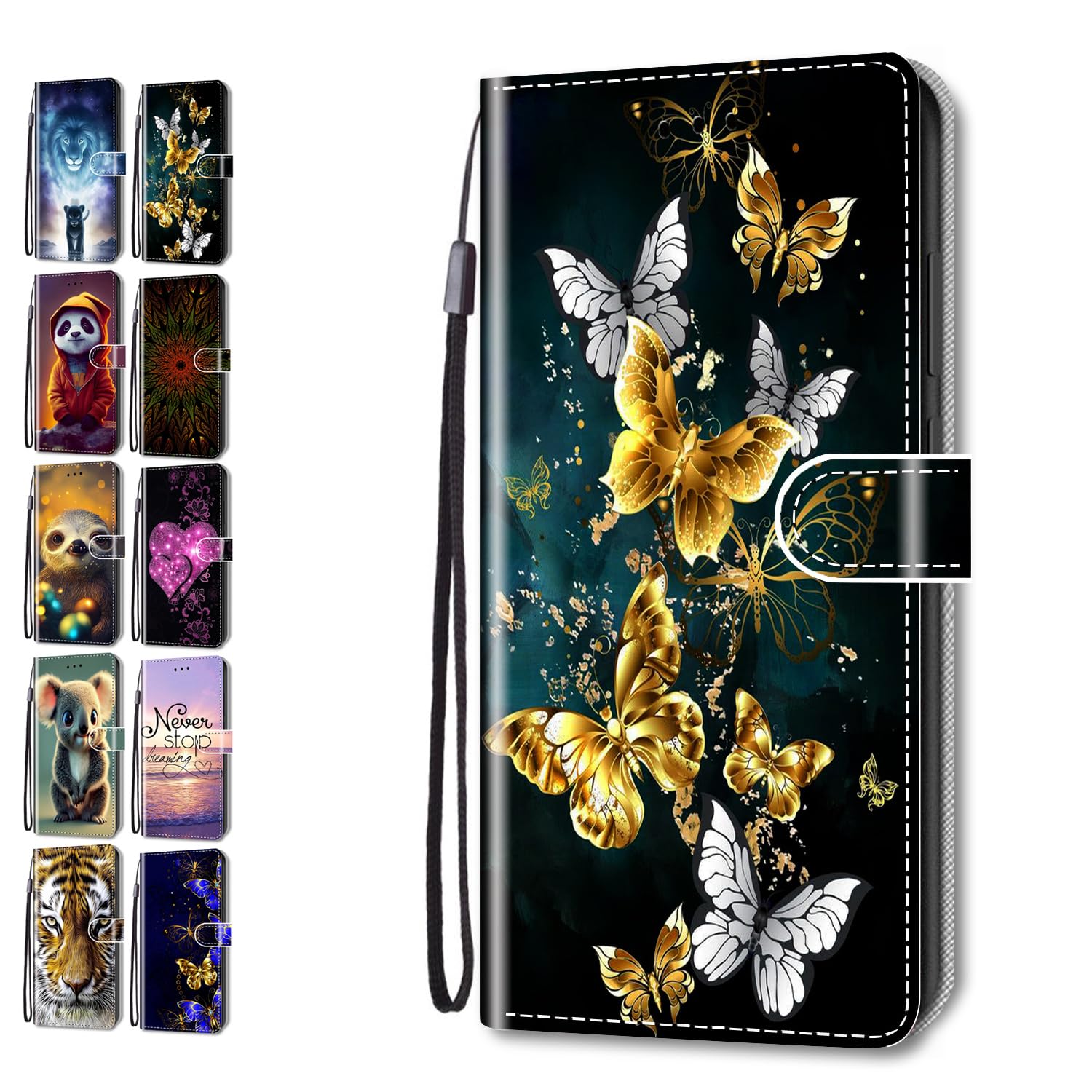 Funda Libro Para IPhone 13 Mini 5.4 Patrón Dibujos Carcasa De