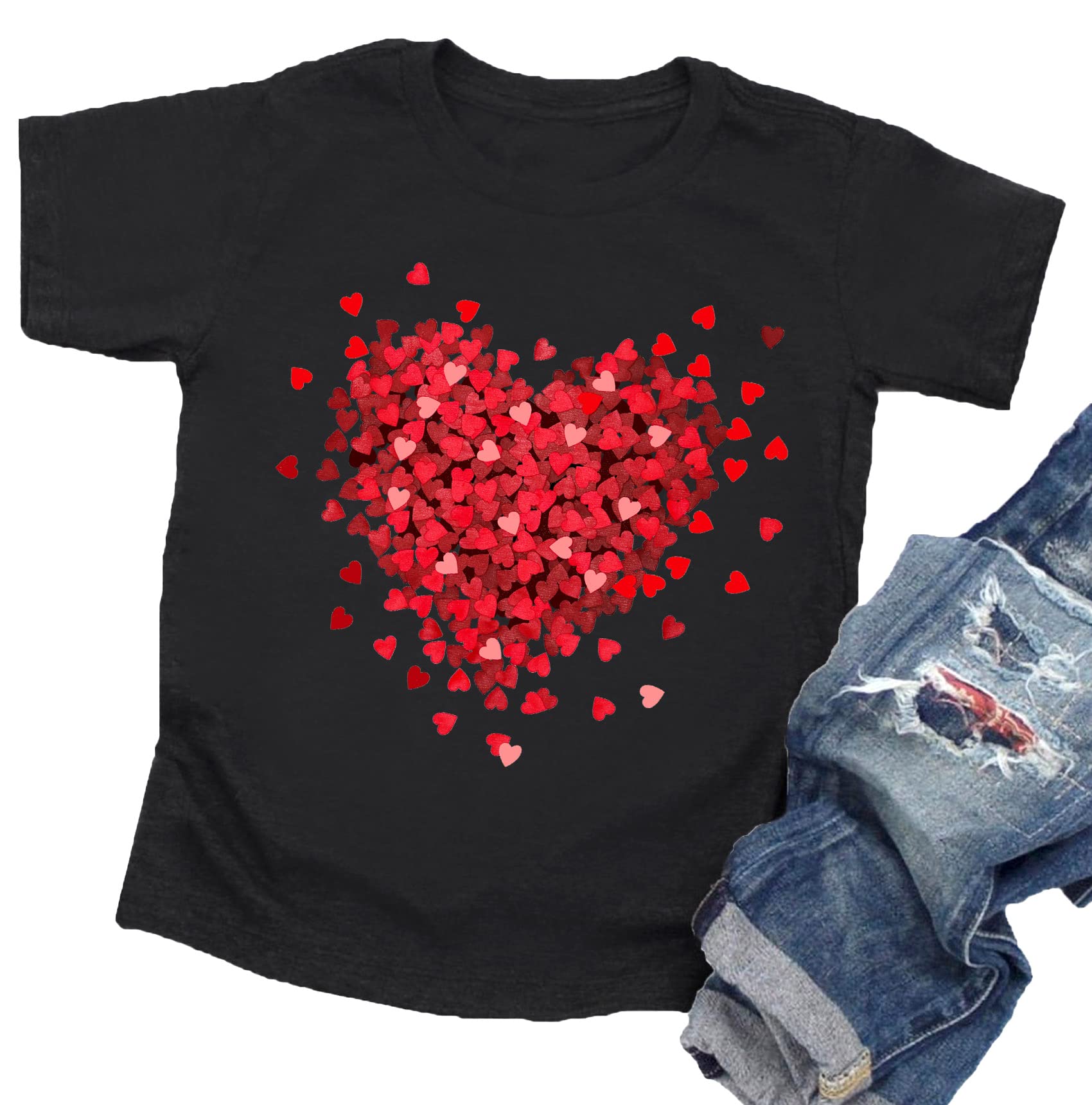 LAZYCHILDValentines Day Shirts for Women Cute Love Heart Shirts Tee Tops Shirt Gift for Her