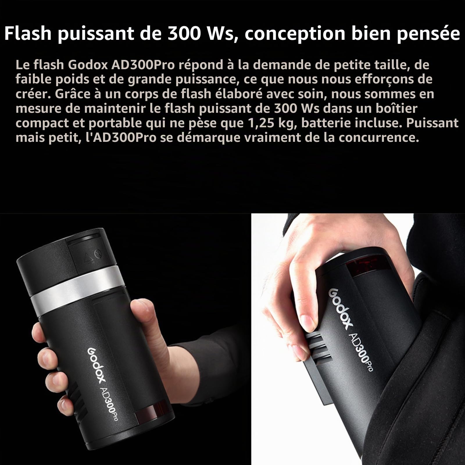Godox AD300 Pro AD300Pro Flash de Studio, 300W TTL Éclairage de Studio Stroboscope HSS 1/8000s, Lithium Batterie, 320 Flash de Pleine Puissance, Compatible pour Sony Canon Nikon Fuji Olympus Panasonic