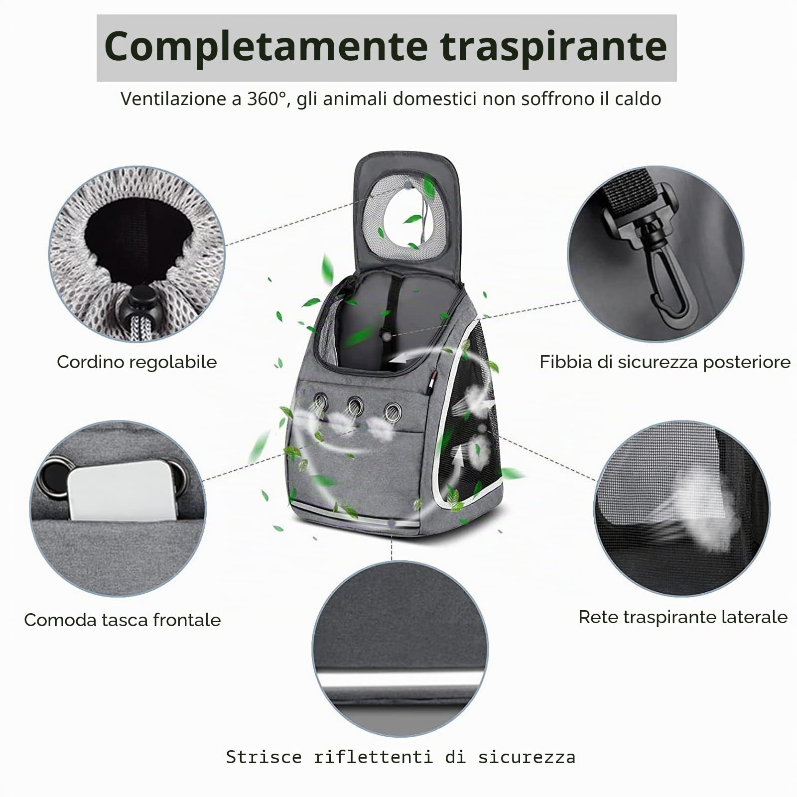PETCUTE Zaino per cani trasporto per gatti cane piccolo borsa marsupio porta animali per viaggi, campeggio Borsa da trasporto per cani