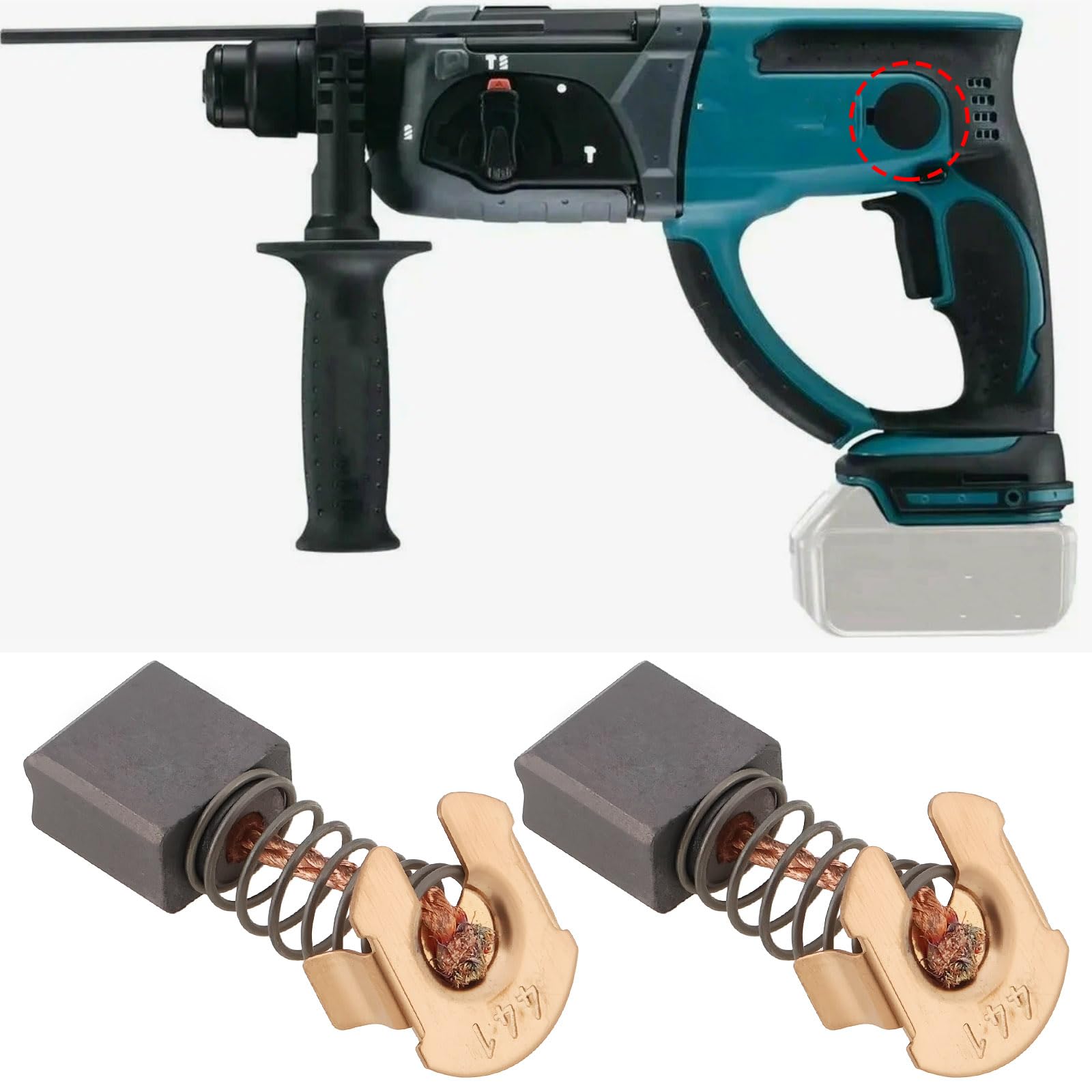 Juego de tapas de cepillo de carbono para motor 424128-4 CB411 compatible con Makita DHR202 BHR202 SDS+ Plus