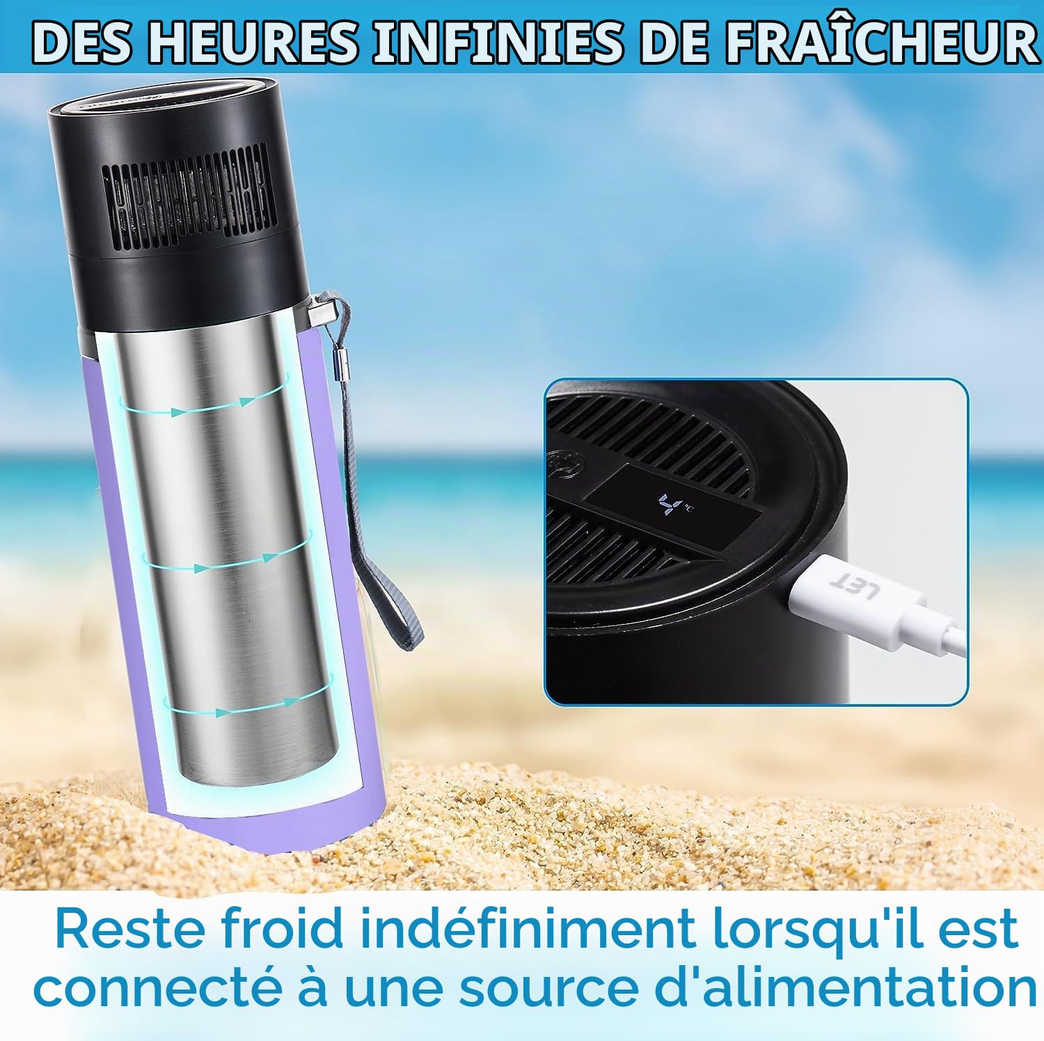 Trousse isotherme insuline électrique de voyage avec chargeur USB Tilcare - Kit de refroidissement des médicaments approuvé par le TSA - Lavande