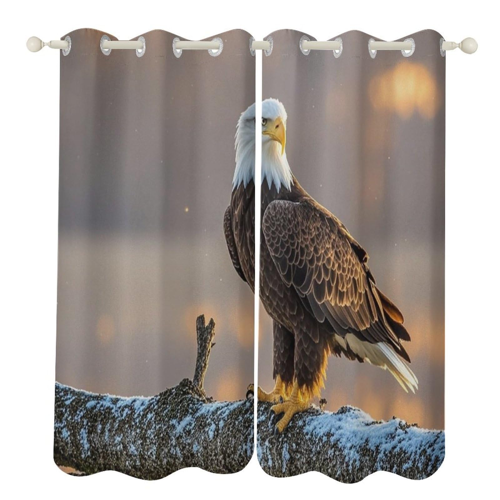 Rideaux occultants thermiques salon salle de bain motif aigle royal 132 x 183