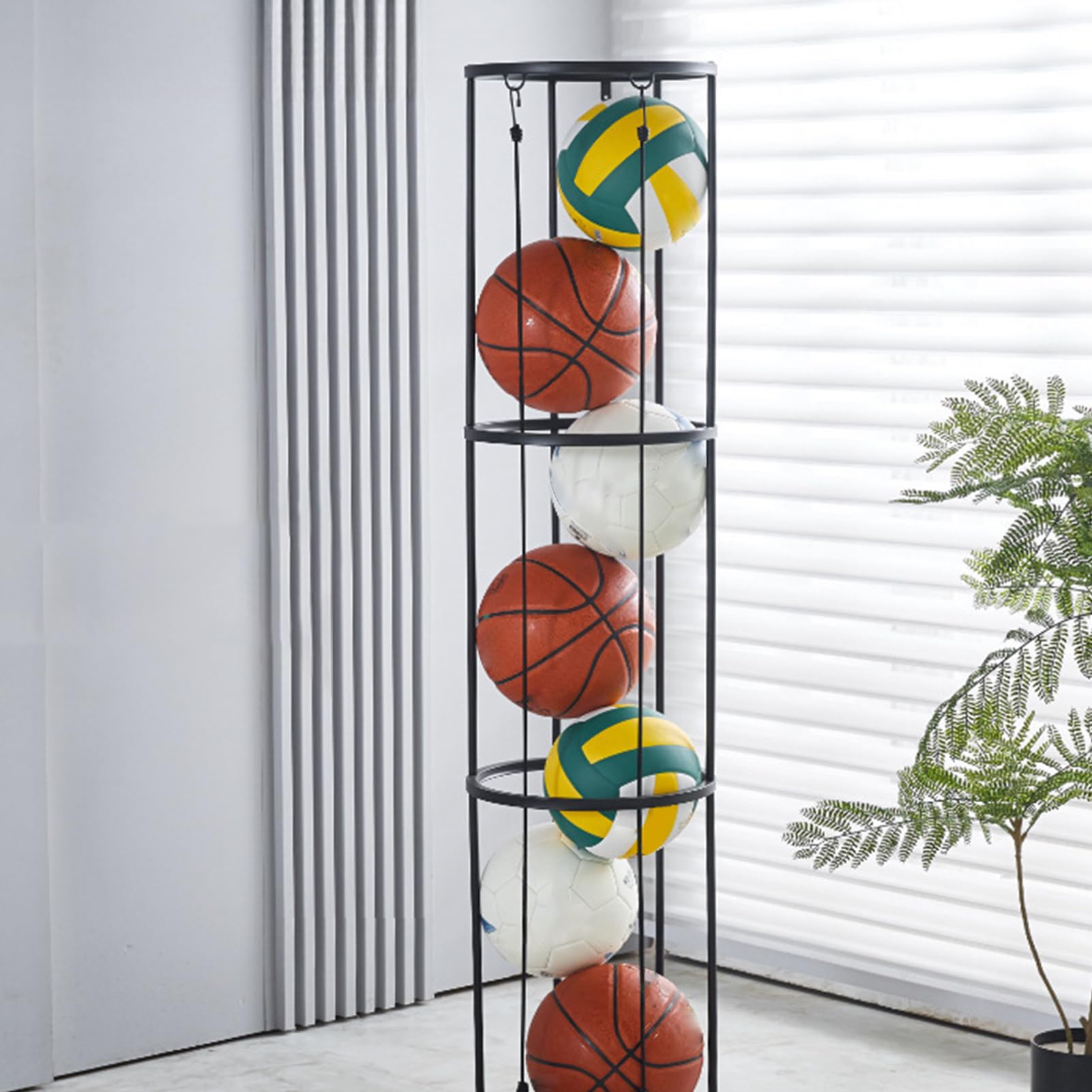Soporte vertical para bolas en forma de columna, soporte para pelotas de | pie con base estable, soporte de almacenamiento que ahorra espacio, construcción robusta, organizador multiusos para balonces