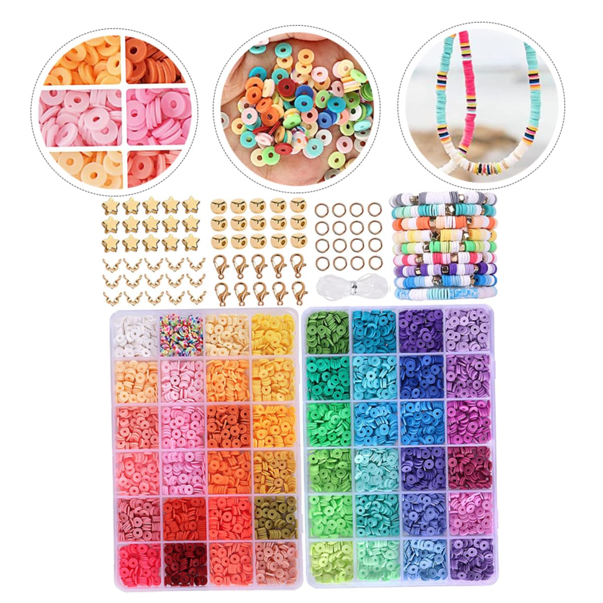 Gatuida Kit De Fabrication De Bracelets Argile Avec Perles De Bricolage Pour Bijoux Colliers Et Décoration