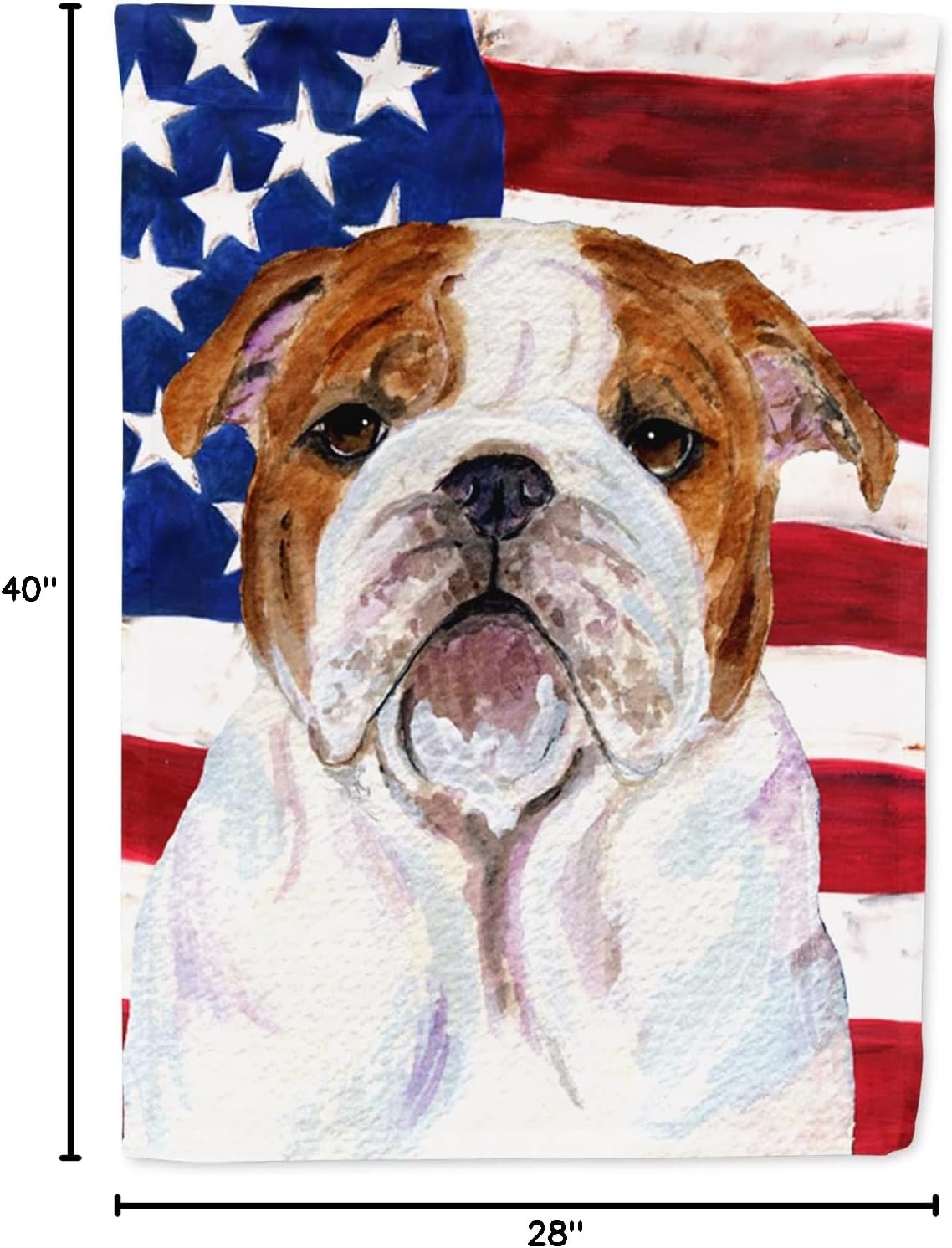 Caroline's Treasures SS4046CHF USA American Flag with Bulldog English Flag Canvas, Large, Multicolor