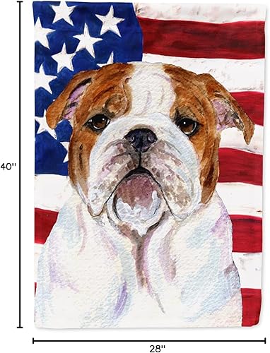 Miniatura 8 de Caroline's Treasures SS4046CHF - Bandera de Estados Unidos con bandera inglesa Bulldog de lona, tamaño de casa, bandera de porche o bandera