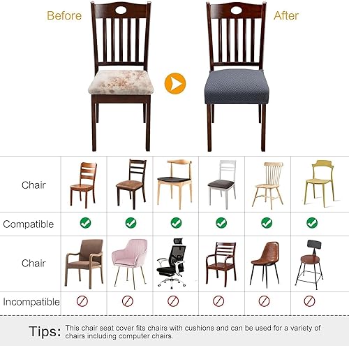 Miniatura 7 de Fuloon Funda elástica de jacquard para sillas de comedor fundas tapizadas fácil de instalar lavable a máquina y resistente a la suciedad juego de 2