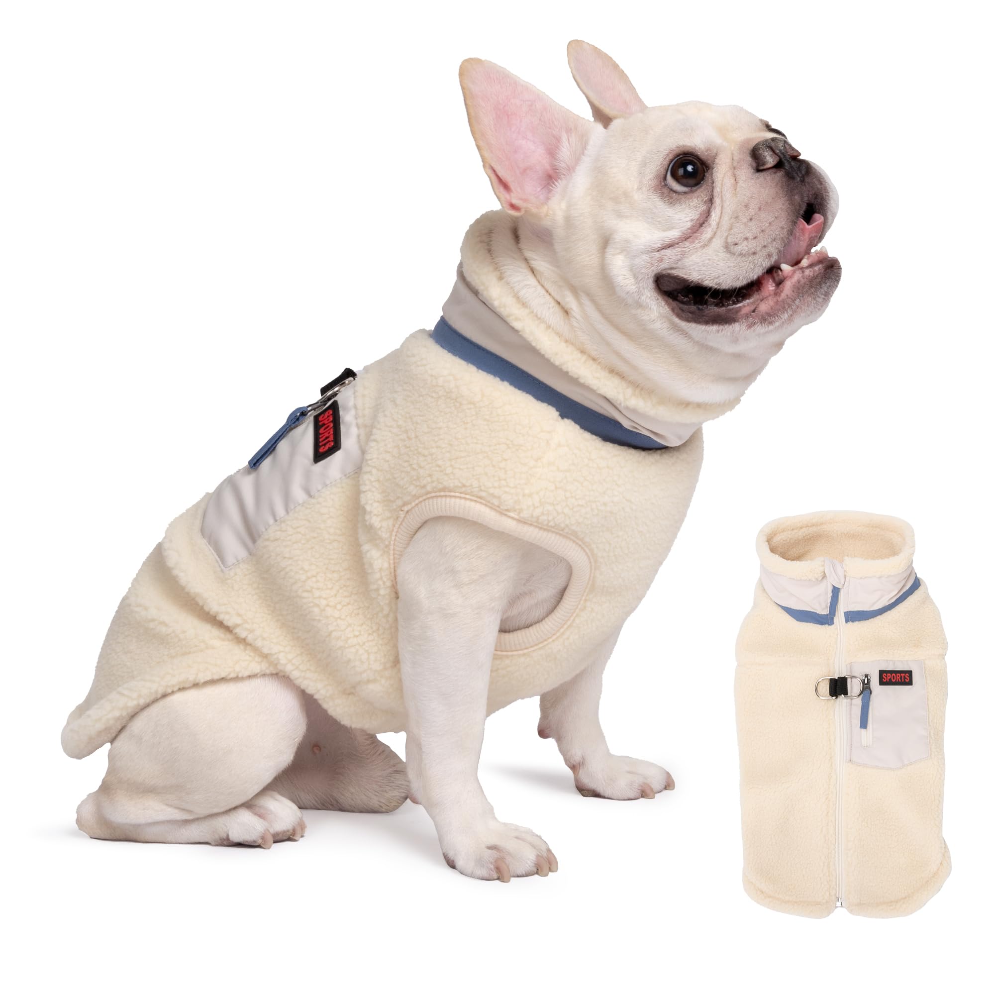 FEimaX Cappotto per Cani Invernale Giacca in Pile Calda con Anello a D, Gilet Cane Antivento Cucciolo Vestiti Caldo per Cani di Piccola e Media Taglia