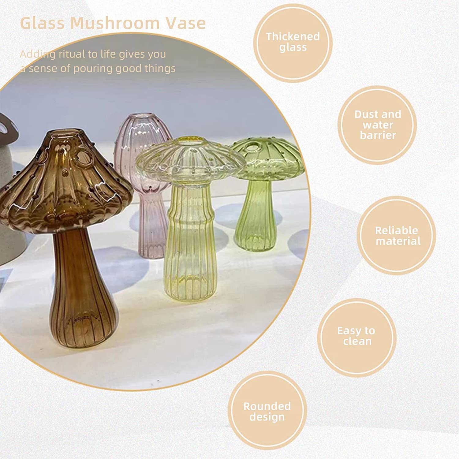 Lot de 4 vases en Verre de Champignon, Ornements de Table for Station de Propagation de Terrarium, Arrangement de Fleurs, vases hydroponiques, Arrangements Floraux for décoration d'intérieur
