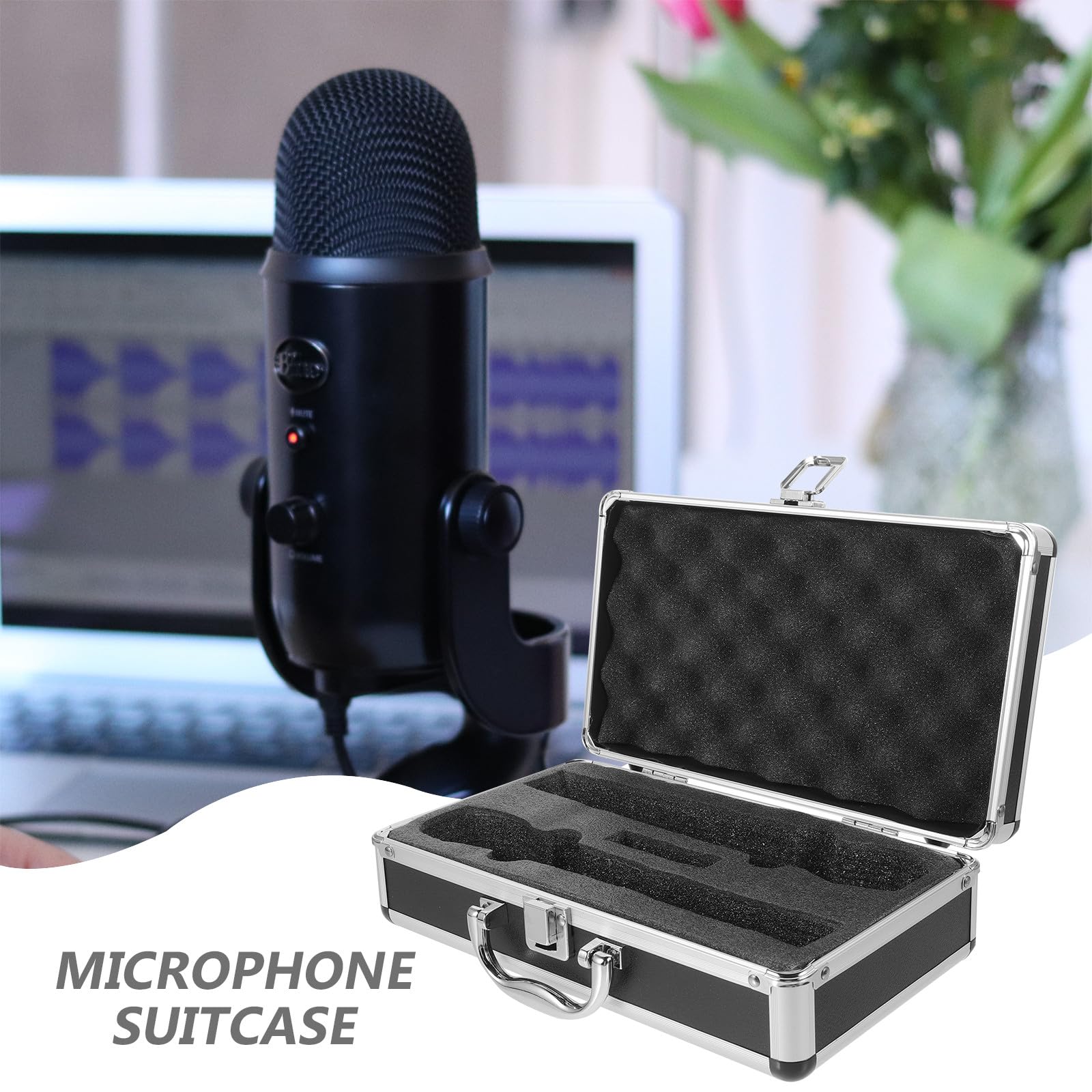 Zerodeko Valigetta in Lega di Alluminio per Microfono Wireless Professionale Guscio Rigido e Imbottitura Interna in Schiuma Regolabile per Trasporto e Viaggio