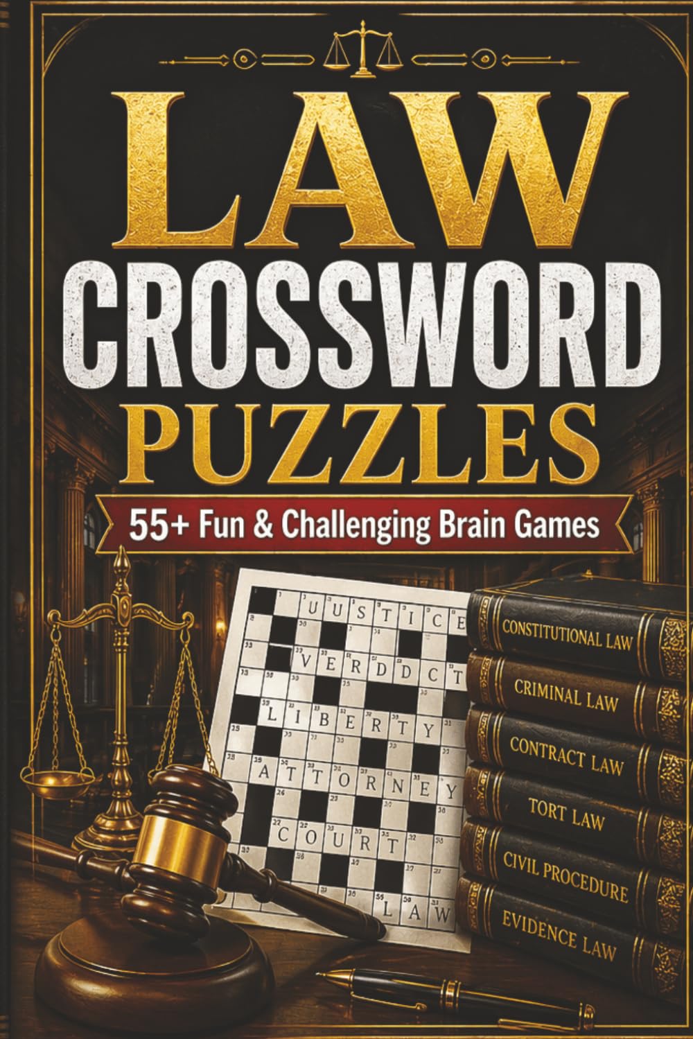 Law Crossword Puzzle: Crossword Puzzles with Easy to Read Print about legal, court and more | 6x9 inches 125 Pages| 55+ puzzles... brain Puzzles for Adults & Seniors