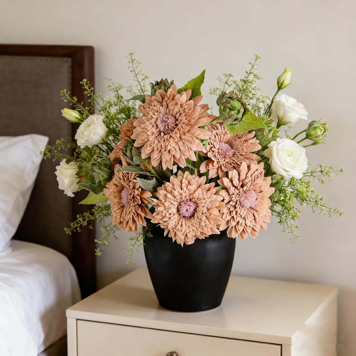 Kimura's Cabin 5Pcs Fake Sunflowers Artificial Flowers 16.5" Long Stem Indoor Fake Flowers in Vase for Wedding Bouquets Home Garden Outdoor Coffee Table Centerpiece Decor (Lotus Root Powder)