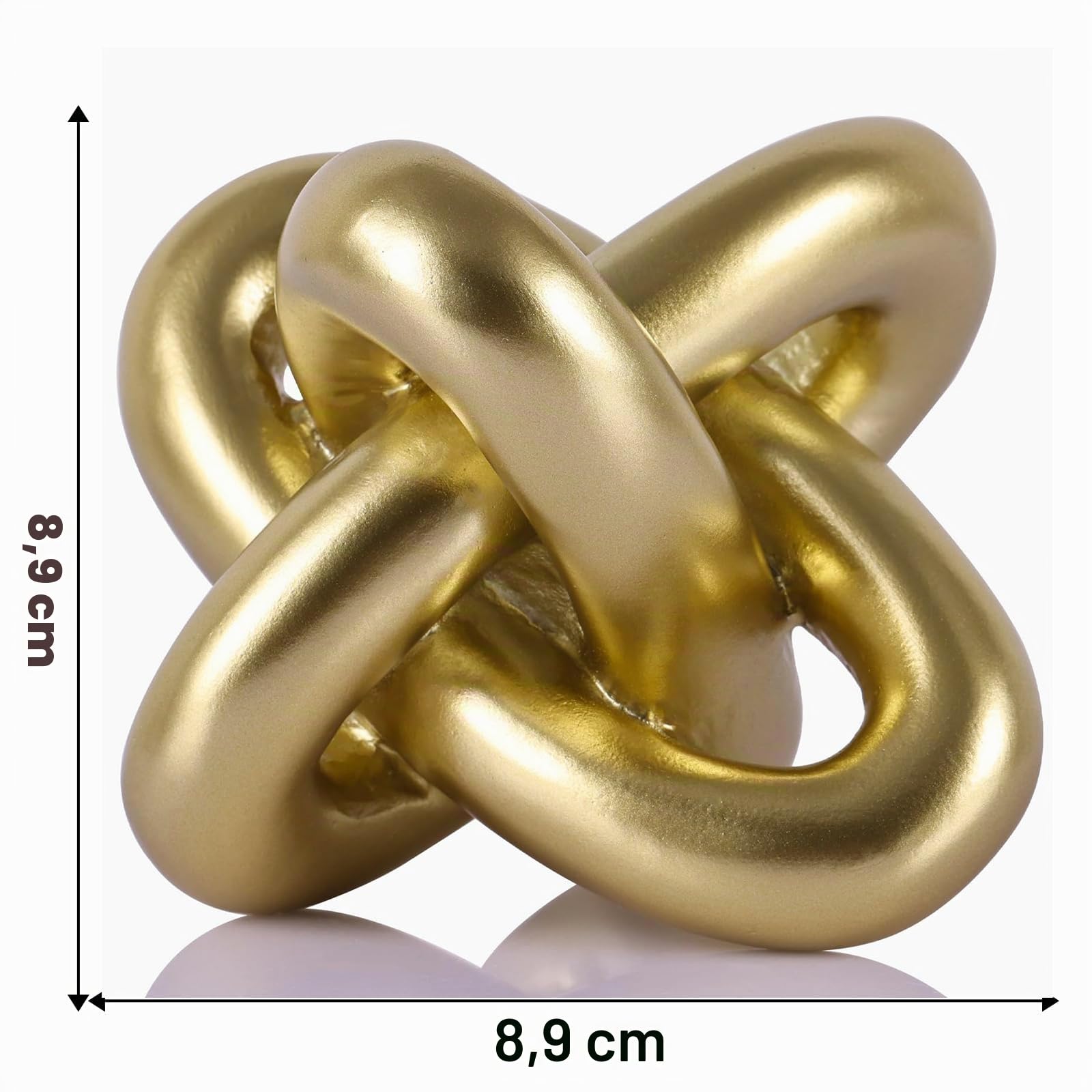 Estatua de nudo dorado, escultura de tres nudos para decoración del hogar, esculturas de nudo y estatuas para mesa de café rústica, sala de estar, mesa de comedor, entrada, estante de entrada