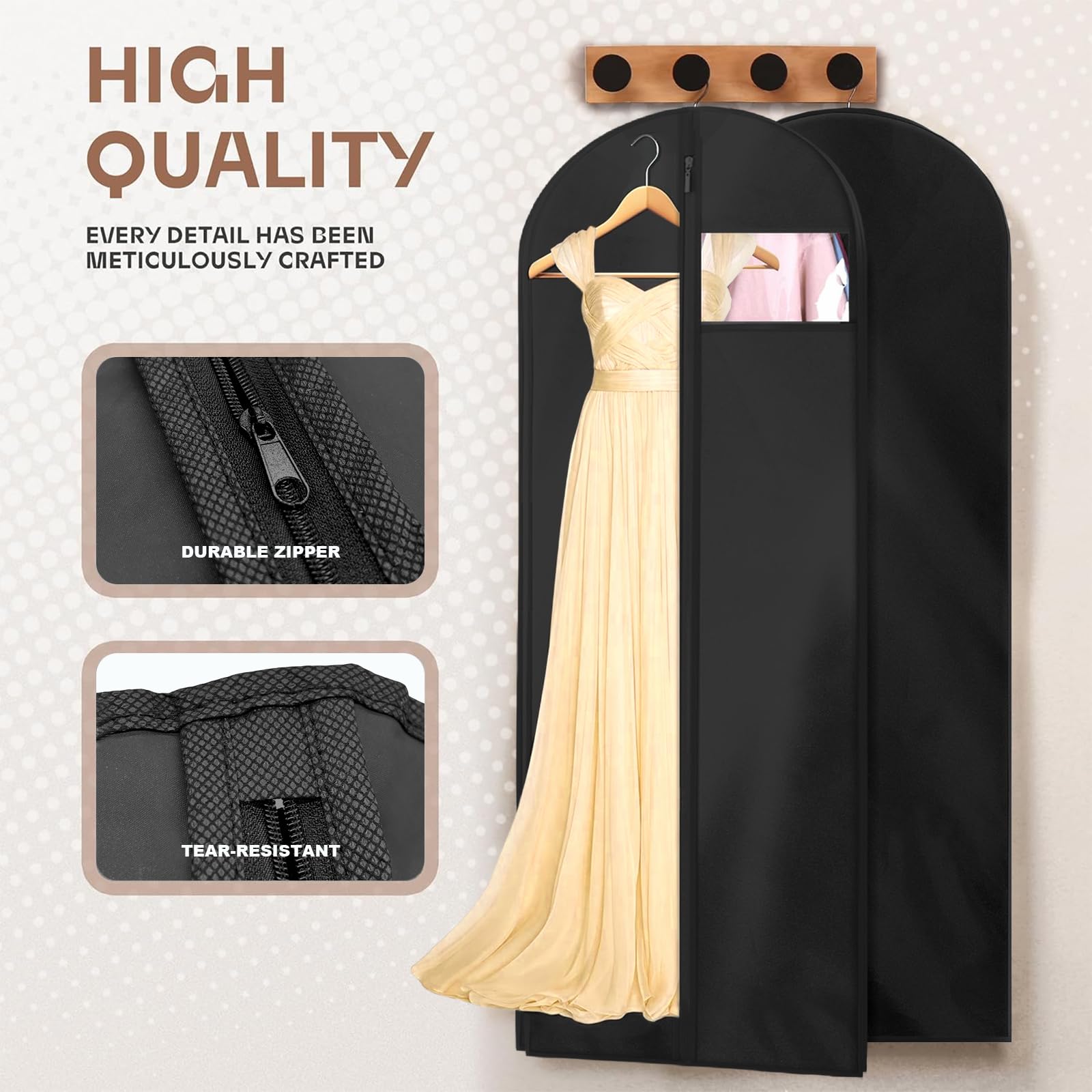 AMFUN 2 PCS Dress Bag,Full Length Travel Suit Bag with Zipper - Image 2
