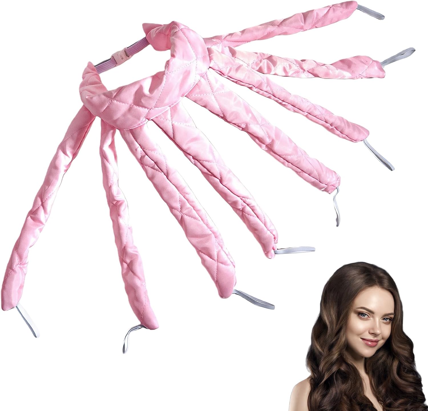 Heatless Curlers,Octopus Hair Curler No Heat Curling Rod Overnight Headband Bendy Rollers Curls Rods Lazy Soft Styling Design Band Curly Non Heated Octocurl Waves Flexi Pink,for Short/Long Sleeping
