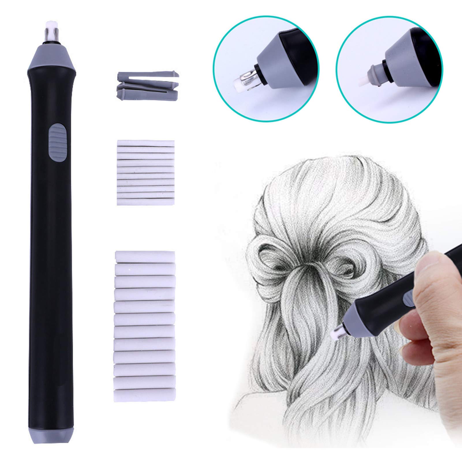 Electric Eraser Kit with 23 Eraser Refills, Auto Erasers for Artist