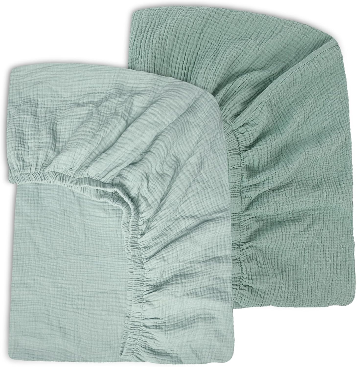 Ultra Soft Muslin Crib Sheets for Baby, Premium Breathable Organic Cotton Crib Fitted Sheet for 52’’x28’’Standard Crib and Toddler Mattress,2 Pack Blue&Turquoise Blue&turquoise Crib Sheet