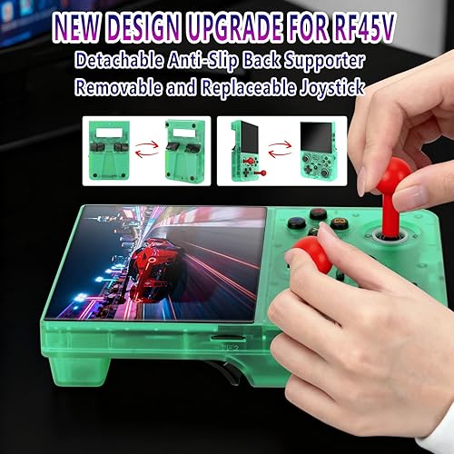 Miniatura 5 de Consola de videojuegos retro RF45V, compatible con más de 18000 juegos clásicos, tarjeta TF de 64 G, consola portátil con pantalla de 4.5 pulgadas,