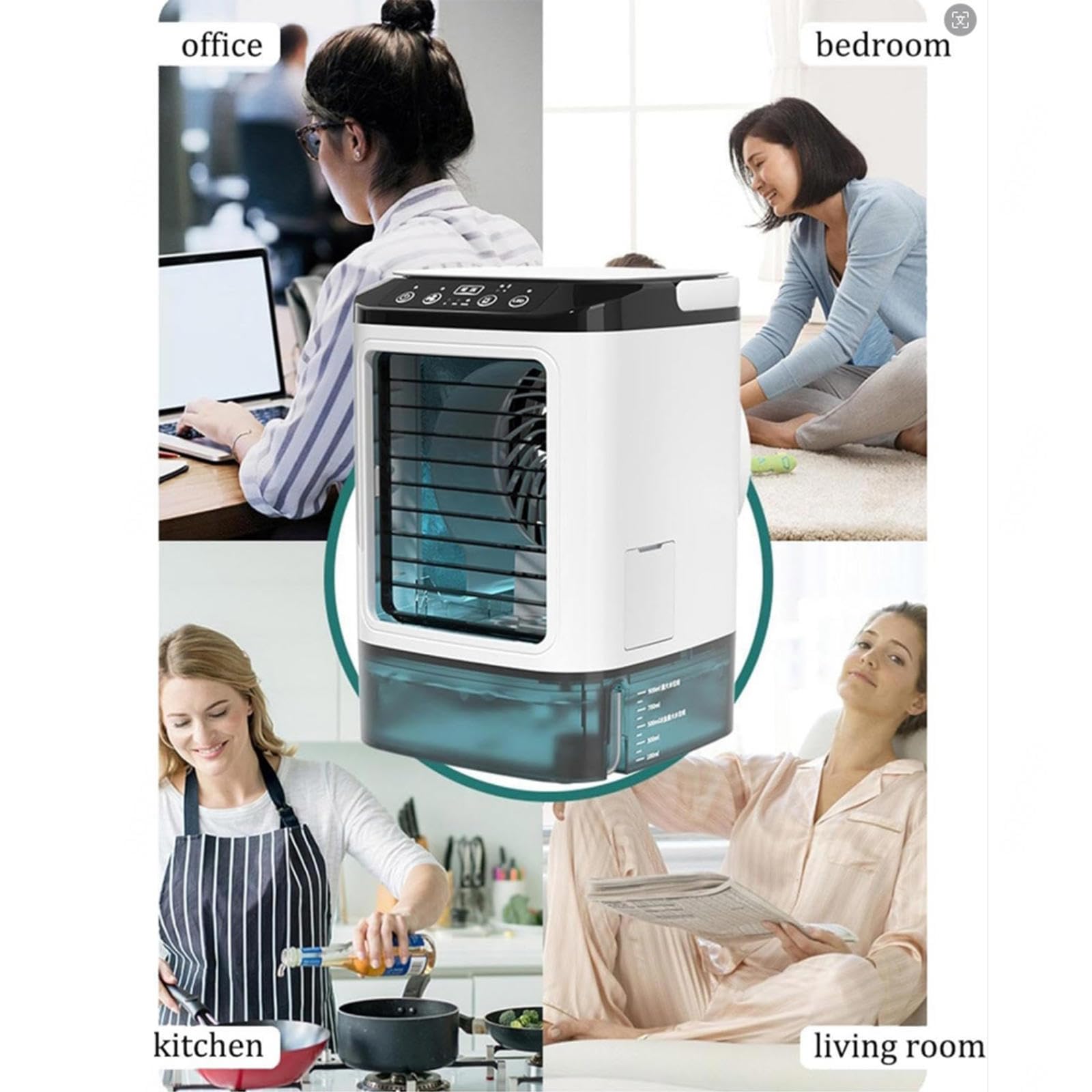 con Contenitore Aria Condizionata Portatile, Raffrescatore Evaporativo con Serbatoio dell'Acqua da 900 Ml Ventilatore con Ghiaccio