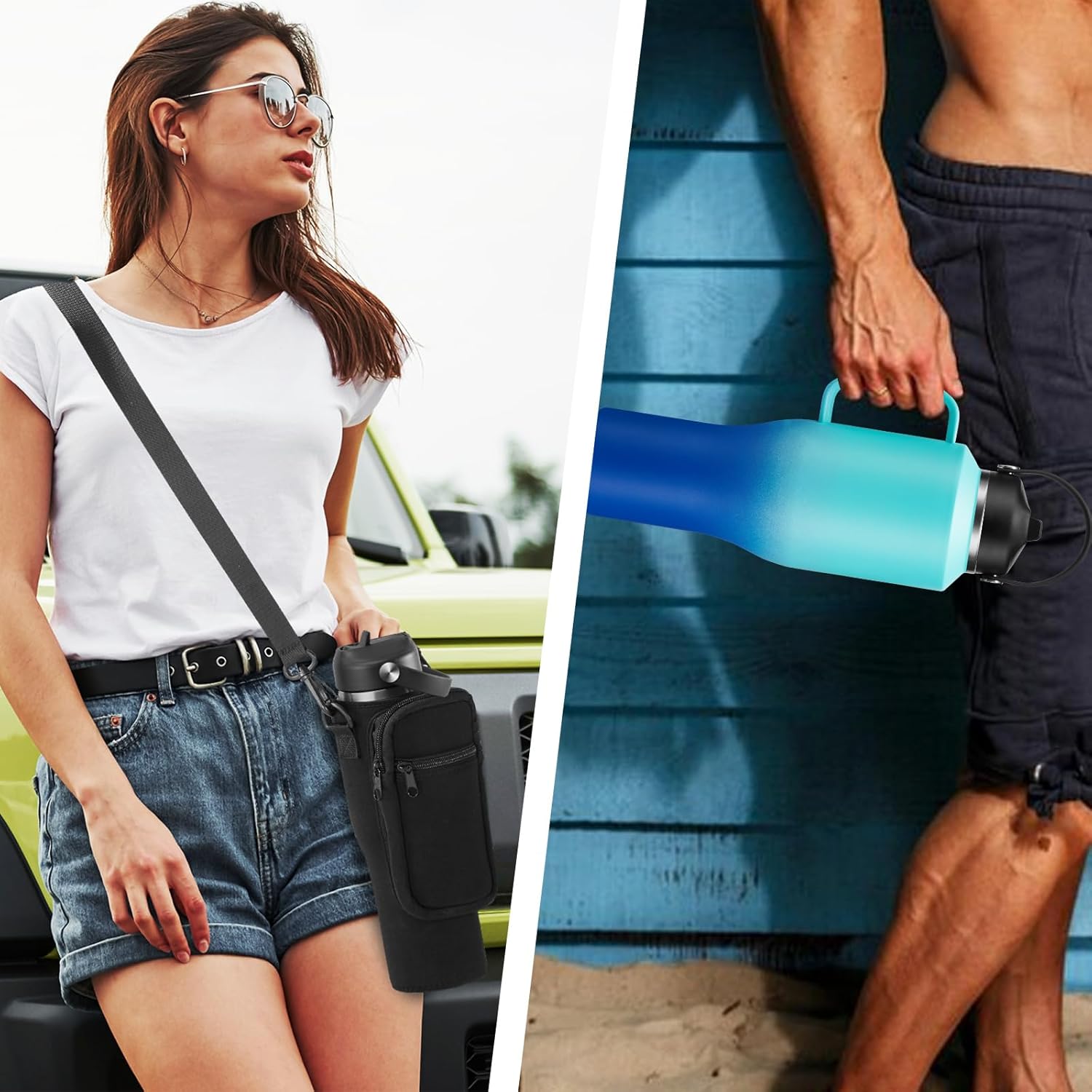 40 oz Insulated Water-Bottle that fits in Cup Holder - Cold 48h/Hot 24h, Stainless Steel Tumblers with Lids and Straws & Bottle Sleeve, Leak Proof Metal Flask Cup, Travel Coffee Tumbler with Handle - Image 7