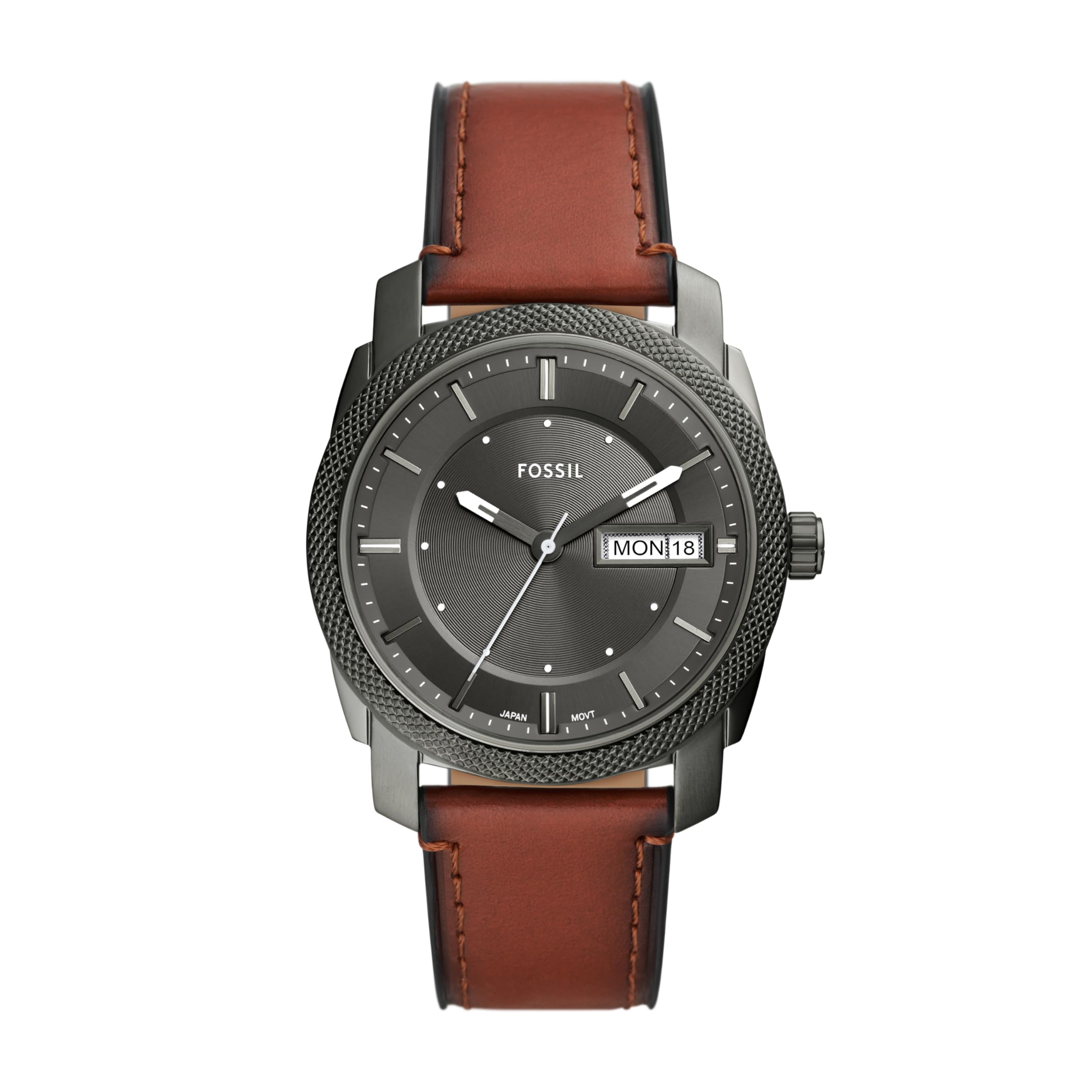 Fossil Leather Machine Analog Gray Dial Men's Watch-Fs5900, Band Color:Brown, Dial_Grey-picture-12