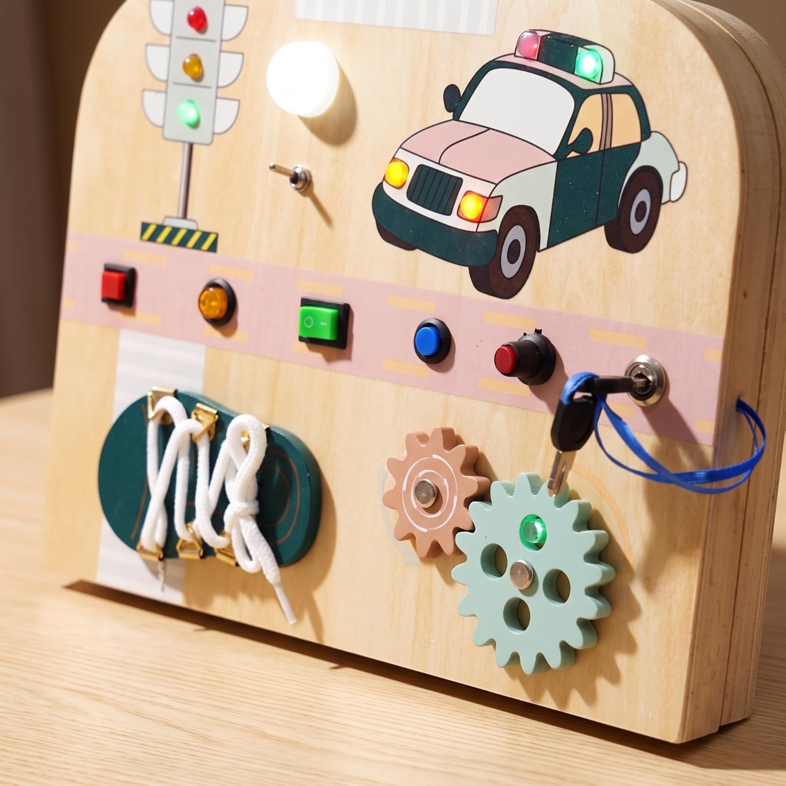 Tavola Sensoriale Interattivo Angoli Arrotondati Sicuri, Gioco di Abilità Motorie, per Casa, Neonati, Quadrante Orologio