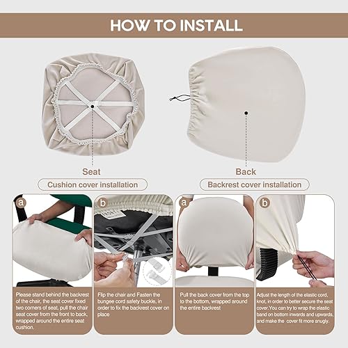 Miniatura 6 de NeColorLife Funda de terciopelo para silla de oficina, funda elástica para silla de escritorio, funda gruesa para silla de computadora, funda
