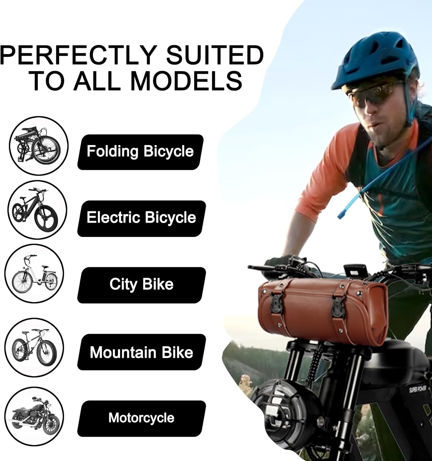 Besintu Movcan Electric Bike Rack Bag, Waterproof Bike Rear Rack Bag Bicycle Trunk Bag, Leather Wear-Resistant, Hanging Bag for Electric Bicycles, Motorcycles, Mountain Bike