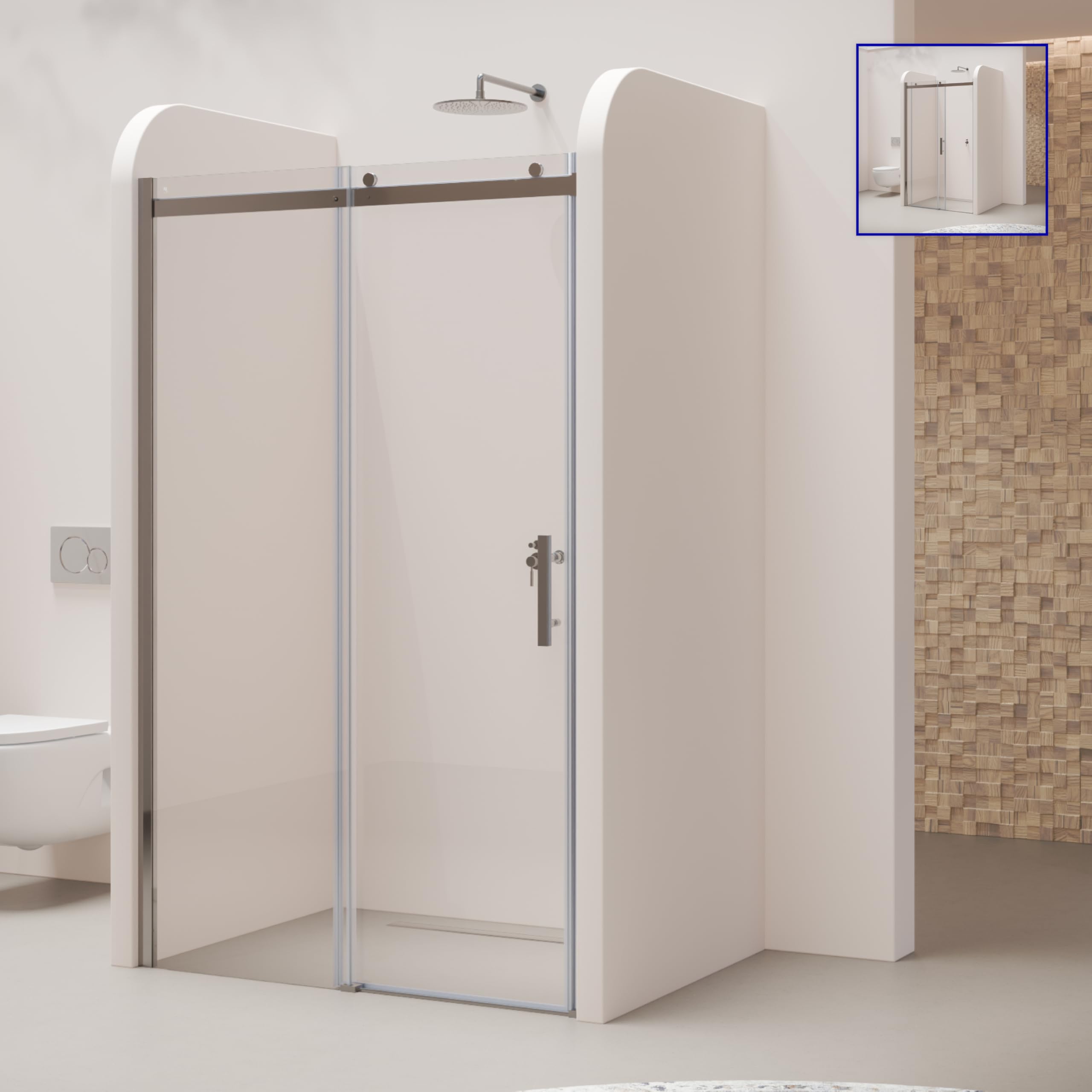 Mampara de Ducha Viola – Puerta Corredera, Cristal ESG 8 mm Transparente (cromo, 120x200 cm)