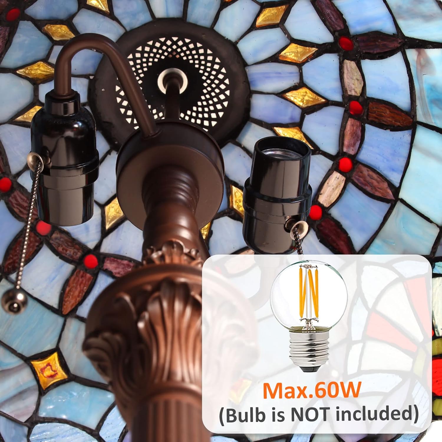 60% Off Discount Capulina Tiffany Floor Lamp 2-Light 16 Wide Victorian Mission Style Shade Vintage Industrial Blackish Bronze Pole Standing Light for Living Room Bedroom