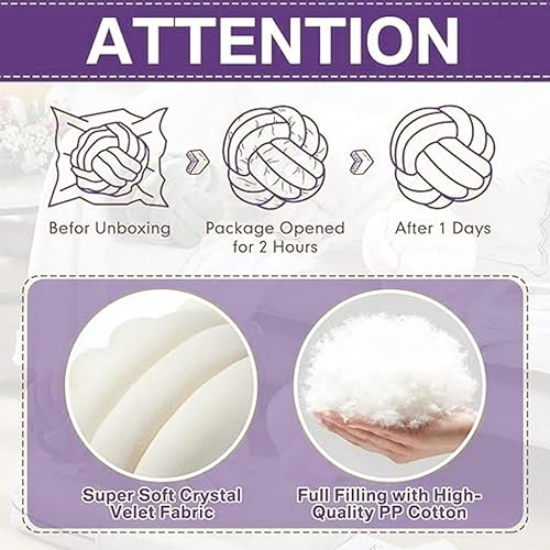 Miniatura 3 de LOHEVANG Almohadas pequeñas decorativas suaves para el hogar, almohada redonda hecha a mano anudada para sofá, dormitorio y accesorios de