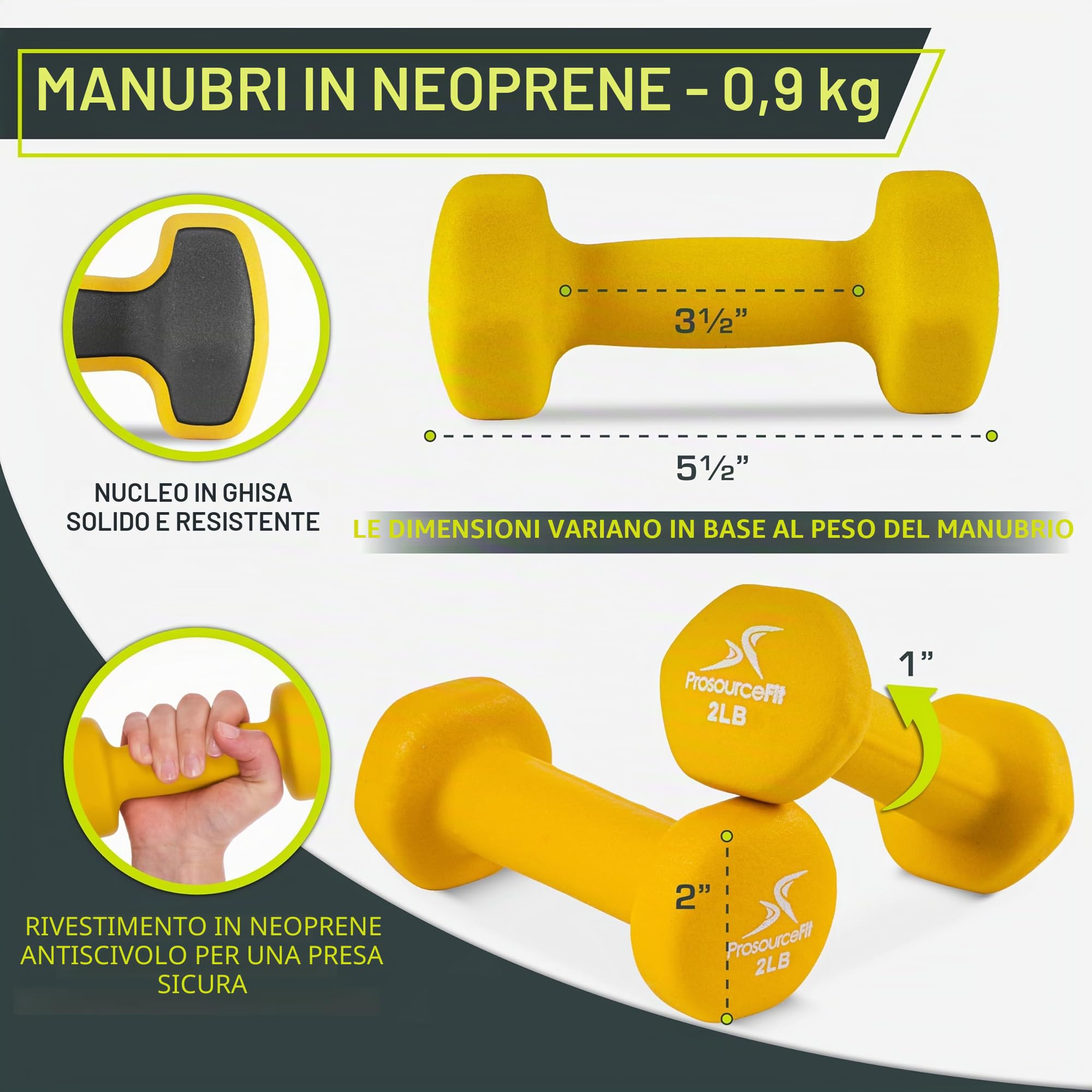 ProsourceFit Neoprene, Manubri Unisex Adulto