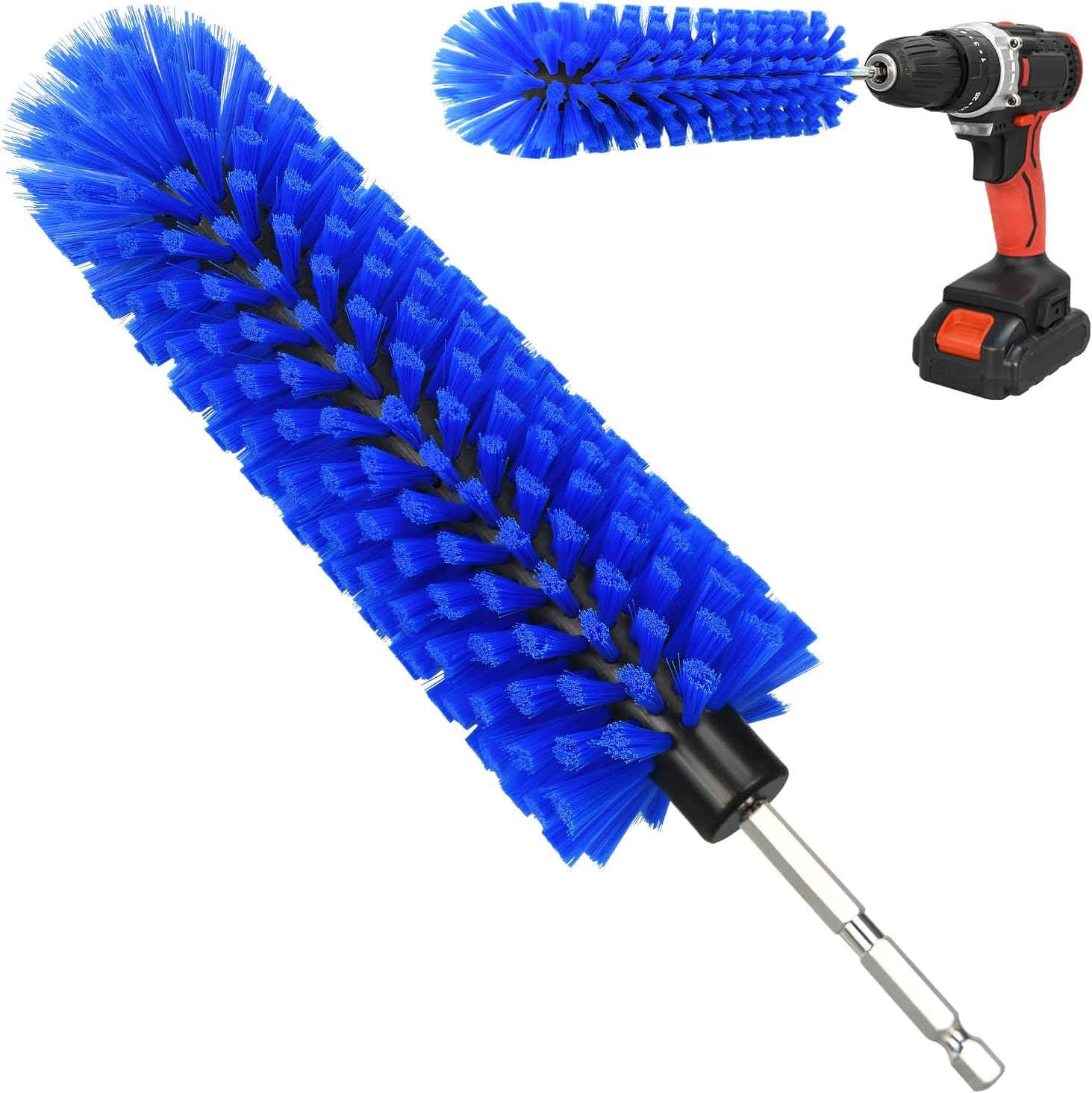 Drill Brush for Car Wheel and Bottle, Highly Dense and Durable Car Cleaning Brush for Wheels, Rims, Engines, Exhaust, Bottle(Dark Blue)
