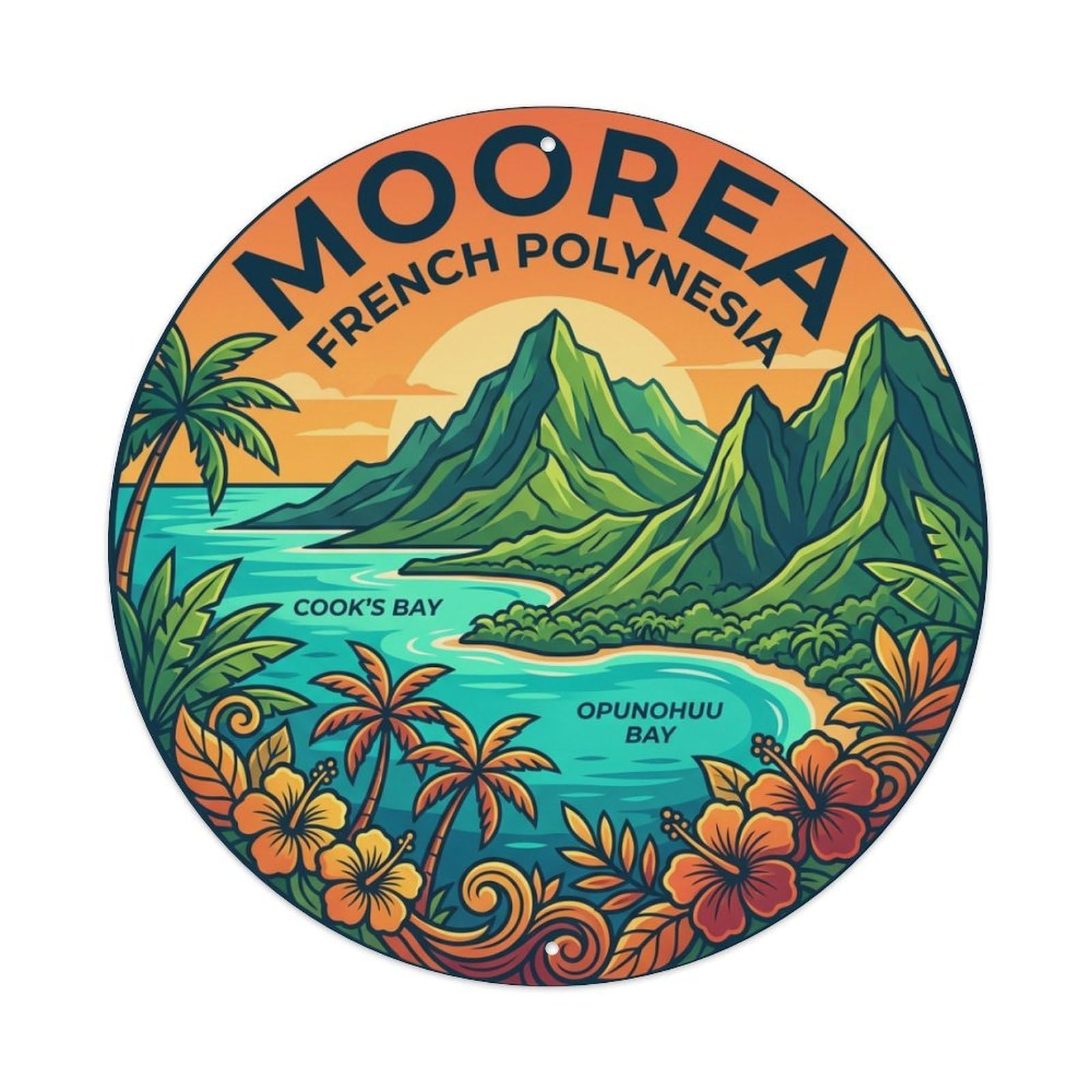 Vintage Travel French Polynesia Moorea Metal Tin Sign