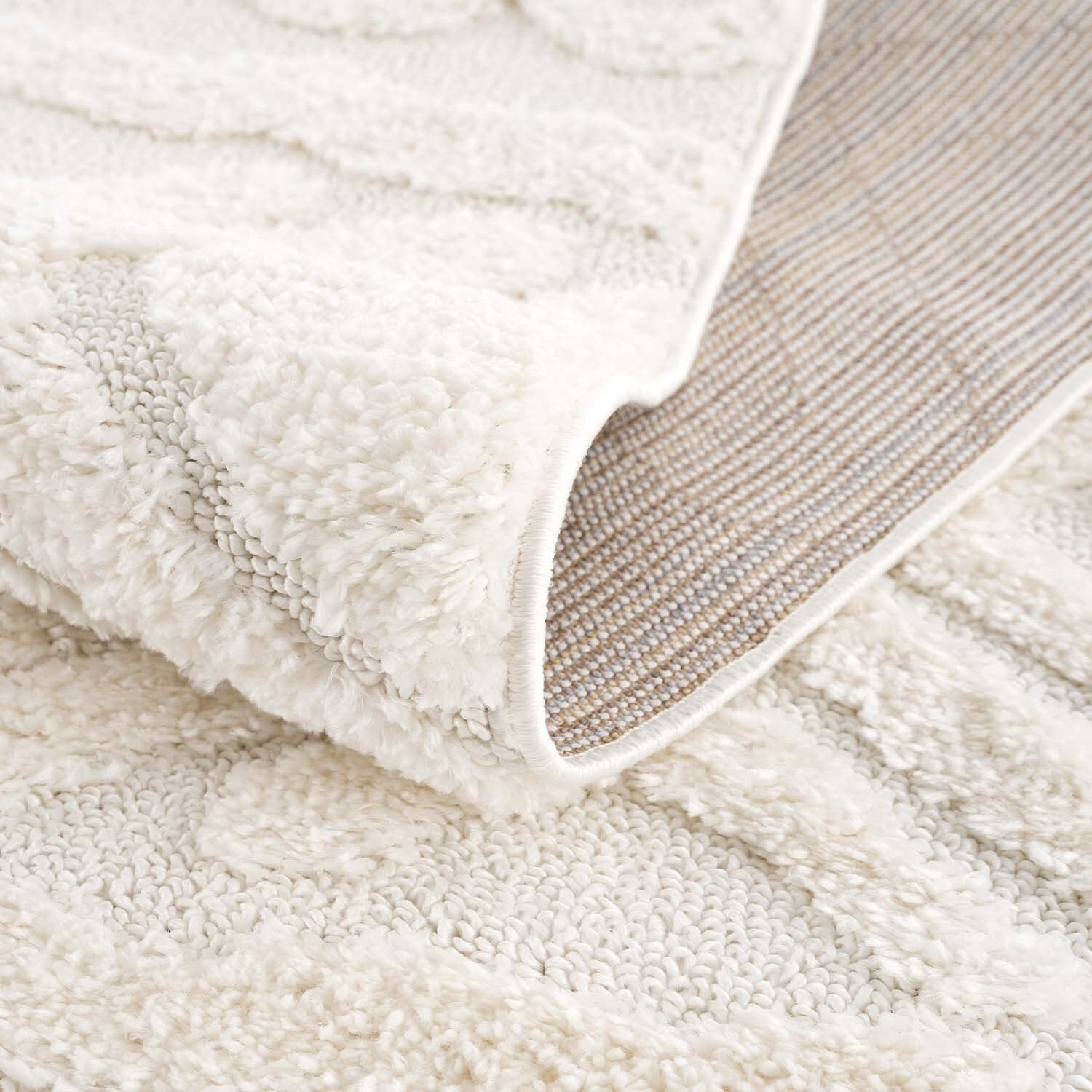carpet city Tapijt Hoogpolig woonkamer - 200x290 cm - landhuisstijl effen crème - Cut-Loop, hooglaag, 3D-effect - Shaggy tapijten wollig zacht slaapkamer hoogpolig