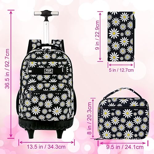 Miniatura 4 de AGSDON Mochila con ruedas para mujeres y hombres, mochila de viaje para laptop, con ruedas, equipaje de mano con ruedas para adolescentes, negro
