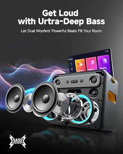 Miniatura 6 de Ikarao Máquina de karaoke inteligente 2024 para adultos, con pantalla de letras, tableta de karaoke de 64 GB, 2 micrófonos inalámbricos, sistema de