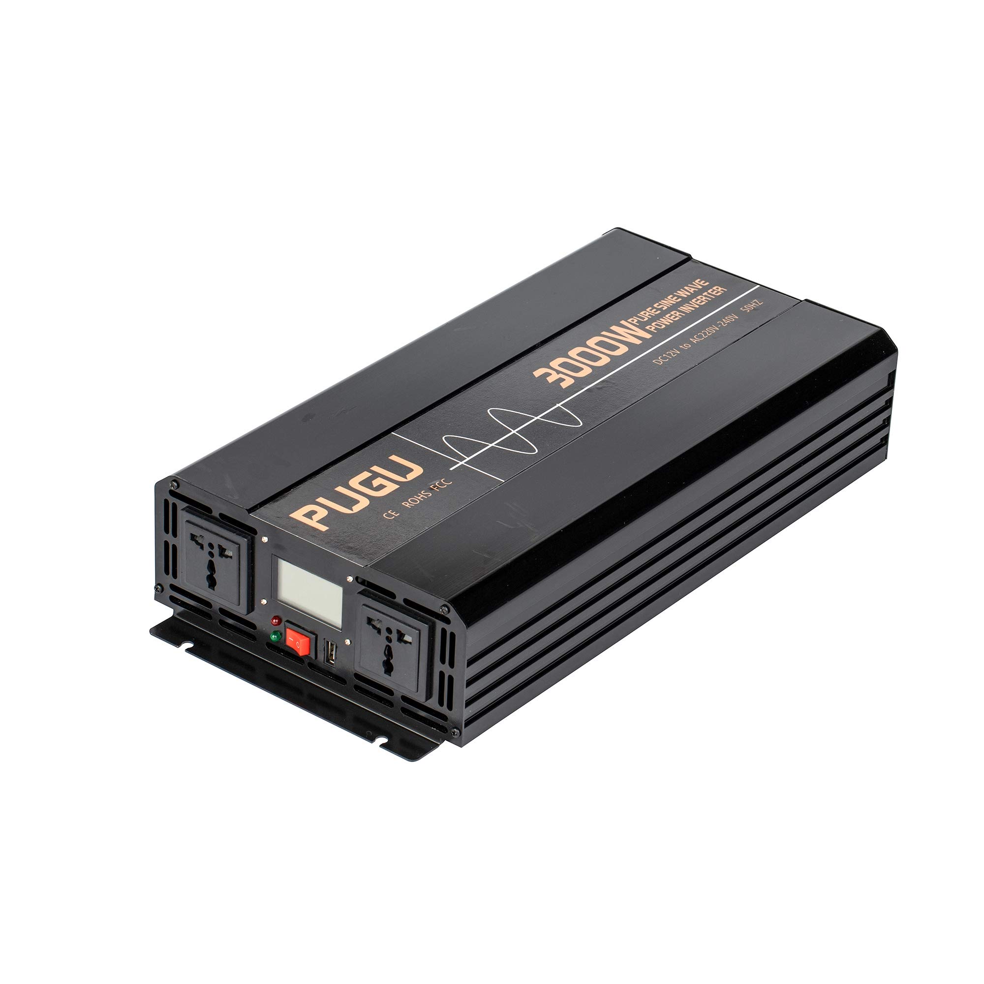 Reiner Sinus-Wechselrichter, 3000 W DC, 12 V / 24 V Bis AC 110 V / 220 V, RV-Batteriewandler, Mit LCD-Display, USB-Anschluss, USB-Anschluss, Wechselrichter des Sonnensystems,Dc 12v